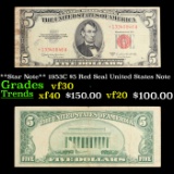 **Star Note** 1953C $5 Red Seal United States Note Grades vf++