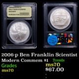 2006-p Ben Franklin Founding Father Modern Commem Dollar $1 Graded ms70, Perfection BY USCG