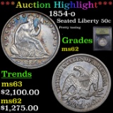 ***Auction Highlight*** 1854-o Seated Half Dollar 50c Graded Select Unc By USCG (fc)