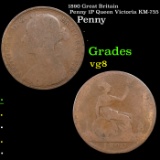 1890 Great Britain Penny 1P Queen Victoria KM-755 Grades vg, very good