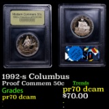 Proof 1992-s Columbus Modern Commem Half Dollar 50c Graded GEM++ Proof Deep Cameo BY USCG