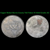 Copper-Nickel Harris County Toll Token N-72104 Grades AU, Almost Unc