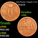 1842 Russia 1 Kopek C-144 Grades vf++