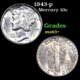1943-p Mercury Dime 10c Grades Select+ Unc