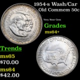 1954-s Wash/Car Old Commem Half Dollar 50c Grades Choice+ Unc