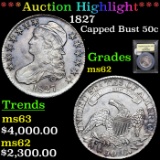 ***Auction Highlight*** 1827 Capped Bust Half Dollar 50c Graded Select Unc By USCG (fc)