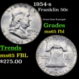 1954-s Franklin Half Dollar 50c Grades GEM FBL