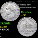 1866-BB France 50 Centimes KM-814.2 Grades xf+
