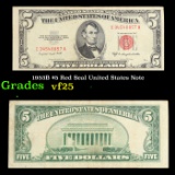 1953B $5 Red Seal Fancy Serial United States Note Grades vf+