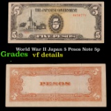 World War II Japan 5 Pesos Note 5p Grades vf details