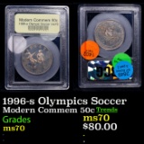 1996-s Olympics Soccer Modern Commem Half Dollar 50c Graded ms70, Perfection BY USCG