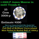 Full Roll of 2008-p James Monroe Presidential $1 Coin Rolls in Original United State Mint Wrapper. 2