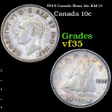 1944 Canadian Dime 10c KM-34 Grades vf++