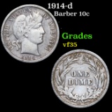 1914-d Barber Dime 10c Grades vf++