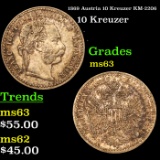 1869 Austria 10 Kreuzer KM-2206 Grades Select Unc