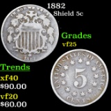 1882 Shield Nickel 5c Grades vf+