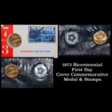 1973 Bicentennial First Day Cover Commemorative Medal & Stamps.