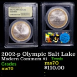 2002-p Olympic Salt Lake Modern Commem Dollar $1 Graded ms70, Perfection BY USCG