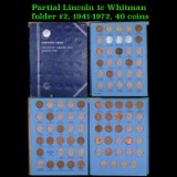 Partial Lincoln 1c Whitman folder #2, 1941-1972, 40 coins.