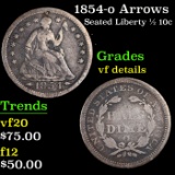 1854-o Seated Liberty Half Dime Arrows 1/2 10c Grades vf details