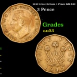 1945 Great Britain 3 Pence KM-849 Grades Select AU