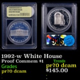 Proof 1992-w White House Modern Commem Dollar $1 Graded GEM++ Proof Deep Cameo BY USCG
