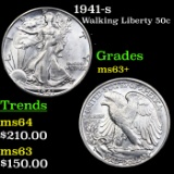 1941-s Walking Liberty Half Dollar 50c Grades Select+ Unc