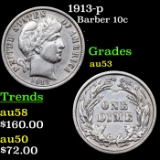 1913-p Barber Dime 10c Grades Select AU