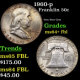 1960-p Franklin Half Dollar 50c Grades Choice Unc+ FBL