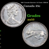 1967 Canada Quarter 25 Cents  KM-68 Grades Select AU