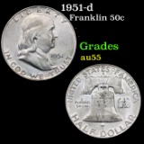 1951-d Franklin Half Dollar 50c Grades Choice AU