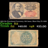 1874 25c Fractional Currency, 5th Issue, Short Key Fr-1309  Grades f, fine