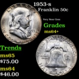 1953-s Franklin Half Dollar 50c Grades Choice+ Unc