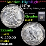 ***Auction Highlight*** 1917-p Walking Liberty Half Dollar 50c Graded ms64+ By SEGS (fc)