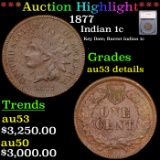 ***Auction Highlight*** 1877 Indian Cent 1c Graded au53 details By SEGS (fc)