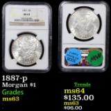 NGC 1887-p Morgan Dollar $1 Graded ms63 By NGC