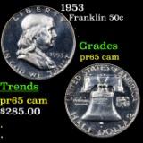 Proof 1953 Franklin Half Dollar 50c Grades GEM Proof Cameo