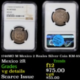 NGC 1746MO M Mexico 2 Reales Silver Coin KM-85 Graded vg details By NGC
