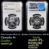 NGC 1964 Canada Silver $1 - Quebec Charlottetown  KM-58 Graded ms64 pl By NGC