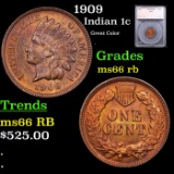 1909 Indian Cent 1c Graded ms66 rb By SEGS