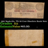 1861 Nashville, TN 50 Cent Obsollete Bank Note Grades f+