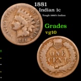 1881 Indian Cent 1c Grades vg+