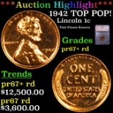 Proof ***Auction Highlight*** 1942 Lincoln Cent TOP POP! 1c Graded pr67+ rd By SEGS (fc)