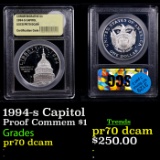 Proof 1994-s Capitol Modern Commem Dollar $1 Graded GEM++ Proof Deep Cameo BY USCG