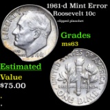 1961-d Roosevelt Dime Mint Error 10c Grades Select Unc