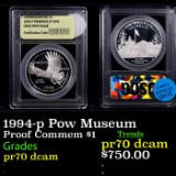 Proof 1994-p Pow Museum Modern Commem Dollar $1 Graded GEM++ Proof Deep Cameo BY USCG