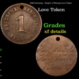 1890 Germany - Empire 1 Pfennig Love Token Grades xf details