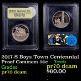 Proof 2017-S Boys Town Centennial Modern Commem Half Dollar 50c Graded GEM++ Proof Deep Cameo BY USC