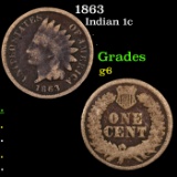 1863 Indian Cent 1c Grades g+