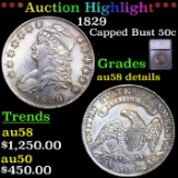 ***Auction Highlight*** 1829 Capped Bust Half Dollar 50c Graded au58 details By SEGS (fc)